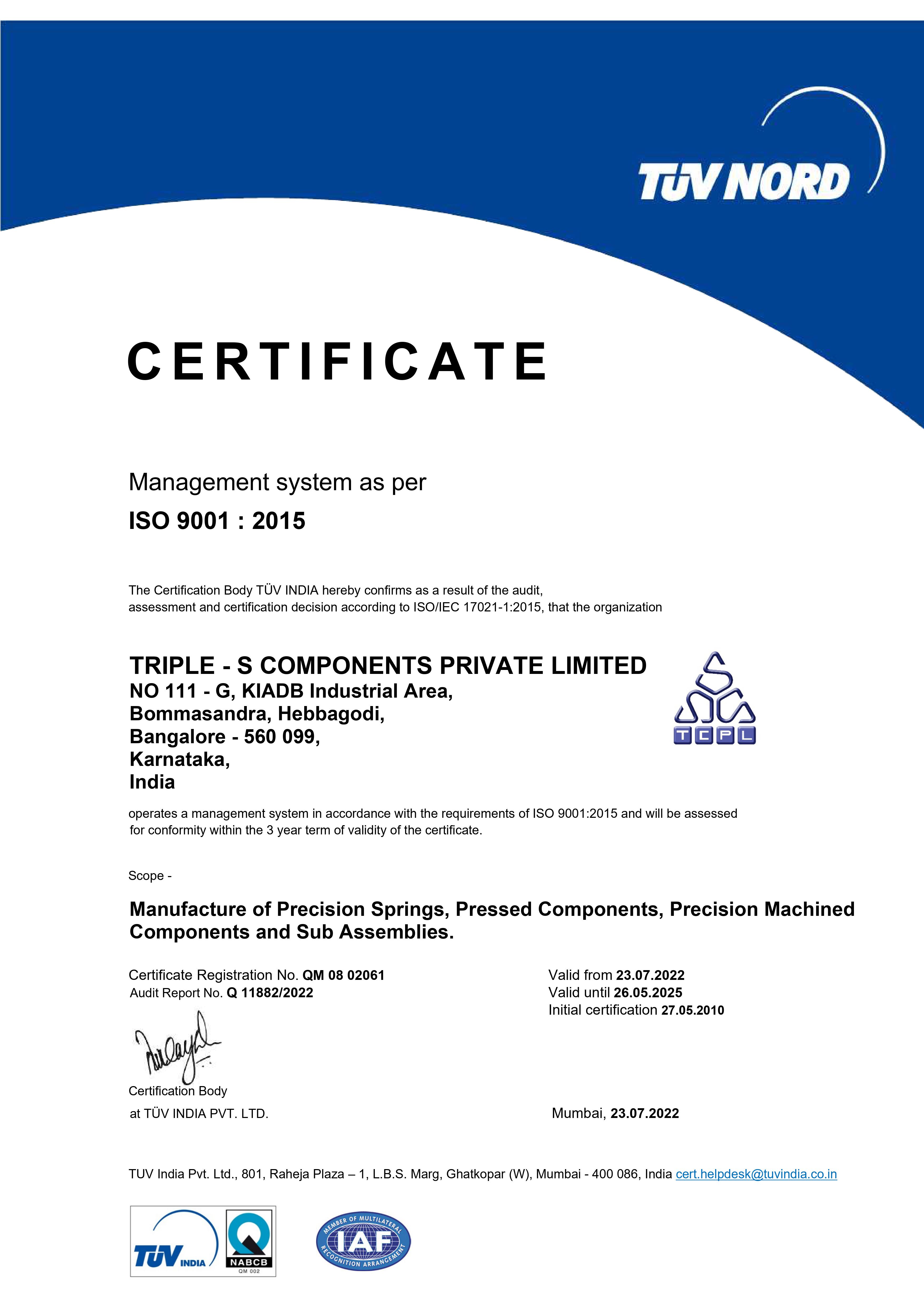 QMS TRIPLE-S COMPONENTS